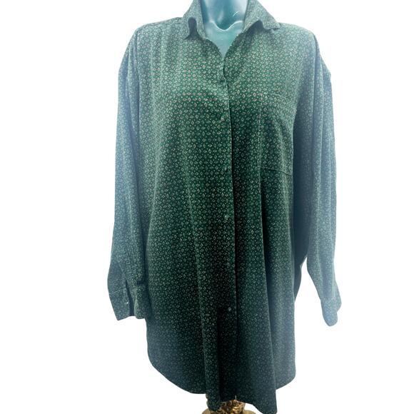 VTG Victoria’s Secret Country Green Floral Nightgown Sleep Shirt Dress L 3285 - Picture 1 of 9